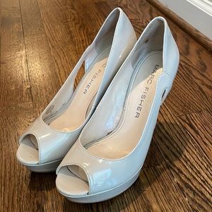 Marc Fisher Patent Leather Nude Peep-toe Pumps